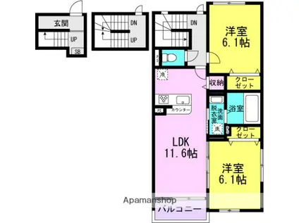 メゾン・デ・クール(2LDK/3階)の間取り写真