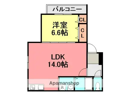 フジパレスJR尼崎(1LDK/1階)の間取り写真
