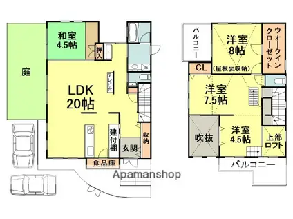 能勢電鉄 滝山駅 徒歩14分 2階建 築19年(3SLDK)の間取り写真