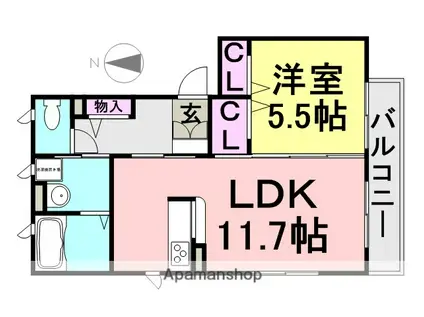 LUMIERE(1LDK/2階)の間取り写真