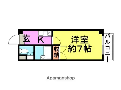 ウィット南塚口(1K/6階)の間取り写真