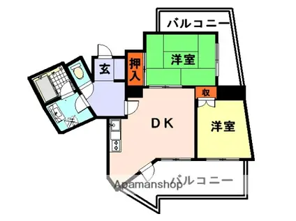 武庫之荘GEMELLI(2DK/6階)の間取り写真