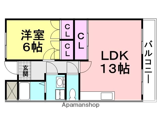 TAMAハイツ金楽寺(1LDK/2階)の間取り写真