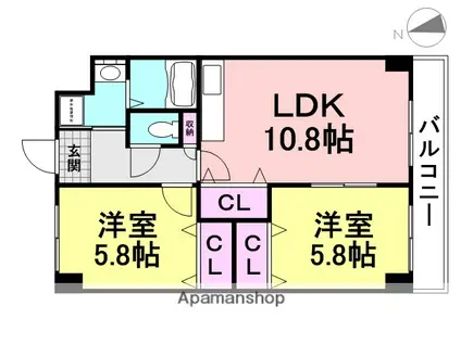 エスポワール(2LDK/4階)の間取り写真