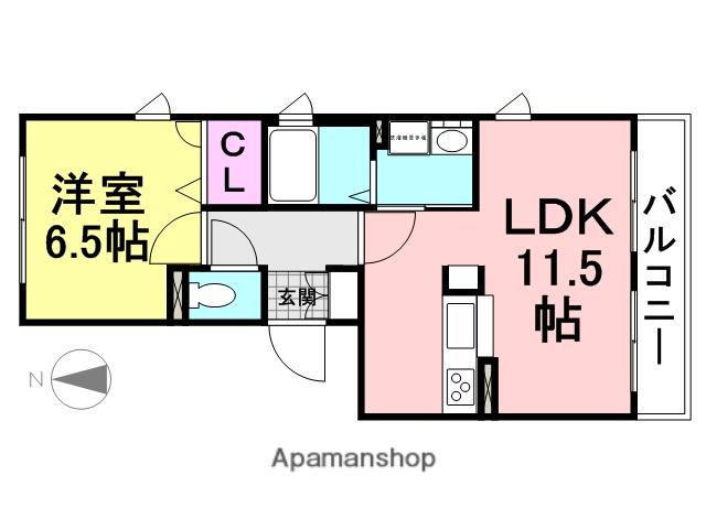 ル・シュマン塚口(1LDK/1階)の間取り写真