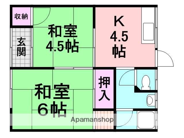 西難波橋本文化(2K/1階)の間取り写真
