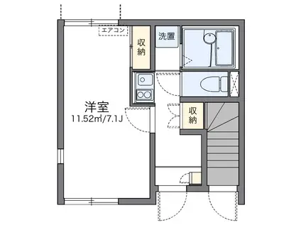 レオネクストソレイユ籠池(1K/1階)の間取り写真