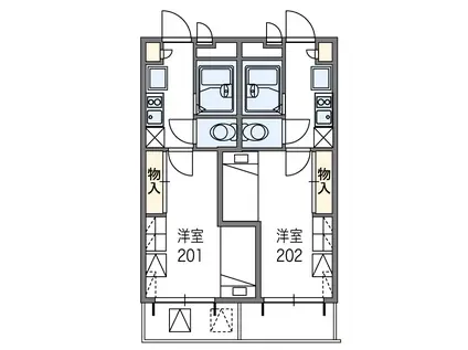 レオパレスル・コントワールⅡ(1K/4階)の間取り写真