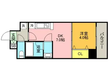 プレジオ神戸ウエスト(1DK/11階)の間取り写真