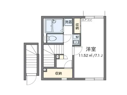 クレイノリッツハウス 中道(1K/2階)の間取り写真