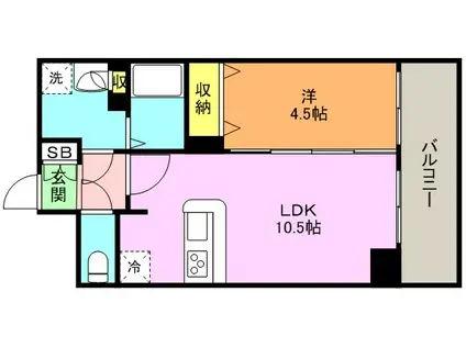プレサンス THE神戸(1LDK/10階)の間取り写真