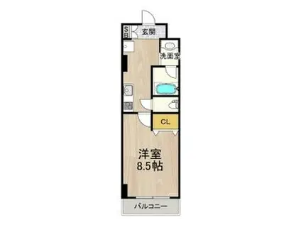 CITYSPIRE神戸元町1(1K/11階)の間取り写真