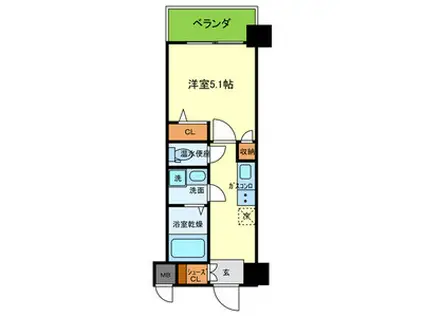 デコール神戸1(1K/3階)の間取り写真