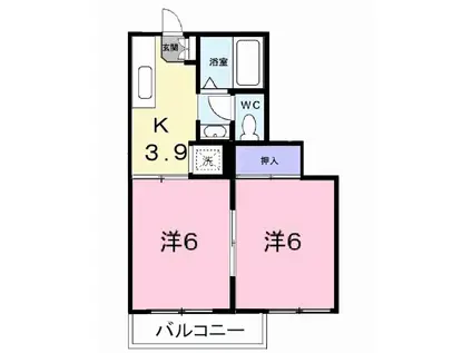 フレグランス高取山(2DK/2階)の間取り写真