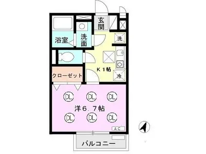 セジュール西岡本(1K/1階)の間取り写真