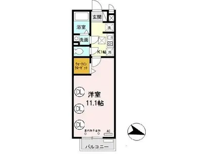 セジュール西岡本(1K/1階)の間取り写真