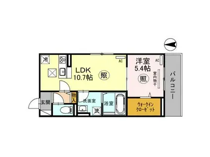 アトラエンテ御崎公園(1LDK/1階)の間取り写真