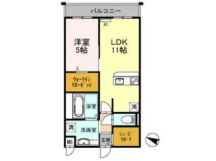 フォレ・リビエール磯辺通(1LDK/3階)の間取り写真