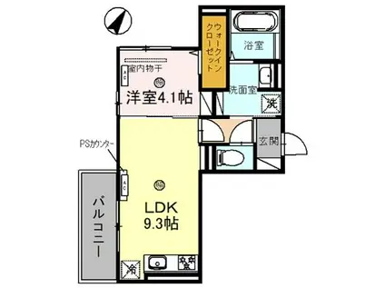 アンベリール(1LDK/3階)の間取り写真