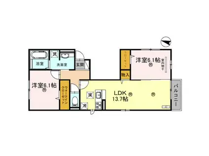 D-ROOM本山北町(2LDK/1階)の間取り写真