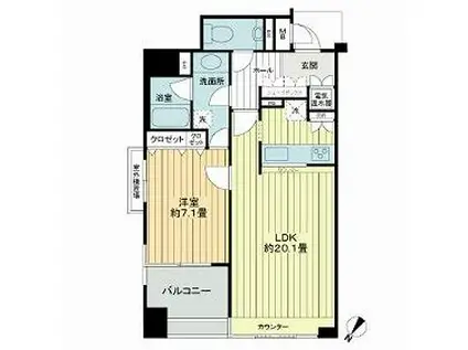 ワコーレディアルクス元町(1LDK/9階)の間取り写真