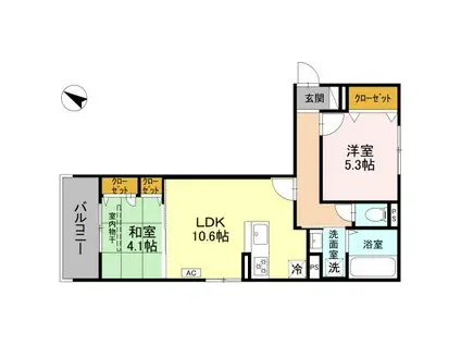 ヴェルデ天城(2LDK/2階)の間取り写真