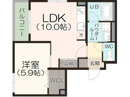 アークメゾン王子公園(1LDK/2階)の間取り写真