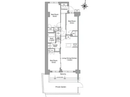 ミレーネ神戸住吉本町(3LDK/B1階)の間取り写真