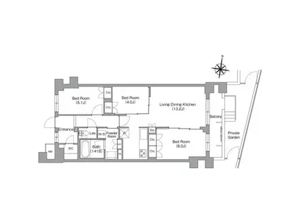 ミレーネ神戸住吉本町(3LDK/1階)の間取り写真