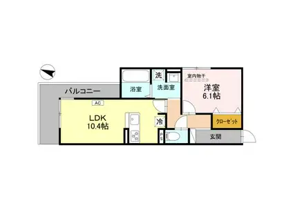 NOBLE TERRACE中山手(1LDK/2階)の間取り写真