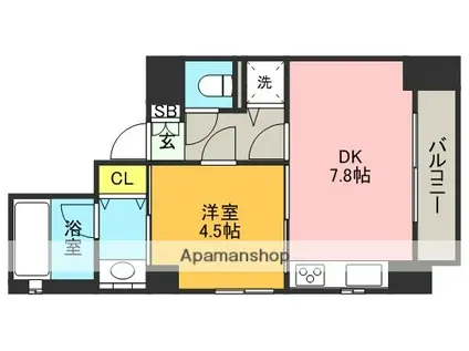 三宮シティタワー(1DK/2階)の間取り写真