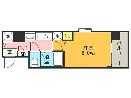 プレサンス三宮東アルバーナ(1K/3階)の間取り写真