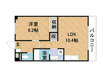 リバーサイドレジデンス(1LDK/4階)の間取り写真