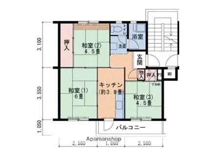 有野団地B42棟(3K/5階)の間取り写真