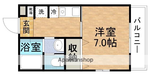 神戸電鉄三田線 田尾寺駅 徒歩2分 2階建 築29年(1K/2階)の間取り写真