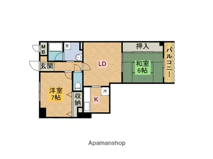 グランシャリオンゆけむり坂(2LDK/5階)の間取り写真
