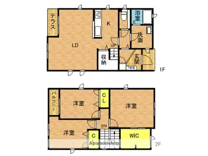 福知山線 西宮名塩駅 バス乗車時間:15分 丸山下バス停で下車 徒歩5分 2階建 築23年(3LDK)の間取り写真