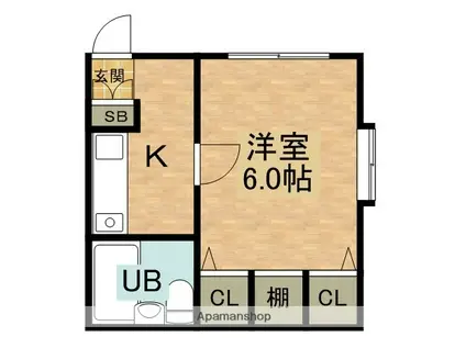 ルフォレ(1K/1階)の間取り写真