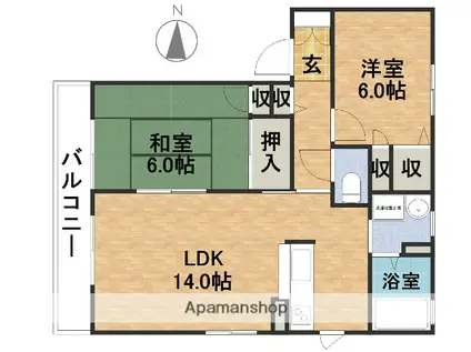 シャトーコエモンC(2LDK/2階)の間取り写真