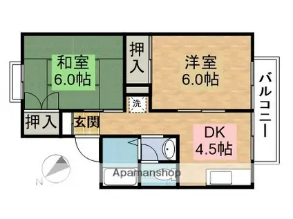 リラハイツ(2K/1階)の間取り写真