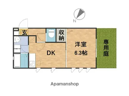 J・グランデ神戸谷上(1DK/1階)の間取り写真