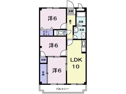 サンスコーレⅠ番館(3LDK/3階)の間取り写真