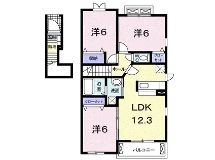 クリスタルコート(3LDK/2階)の間取り写真