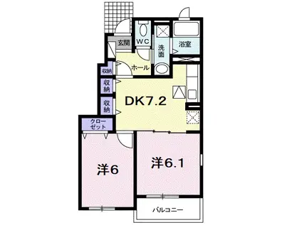 メゾン ソレイユC(2DK/1階)の間取り写真