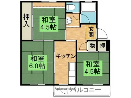 有野団地A12(3K/5階)の間取り写真