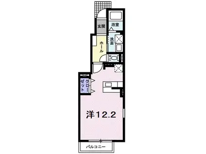 エンプレイス2(ワンルーム/1階)の間取り写真