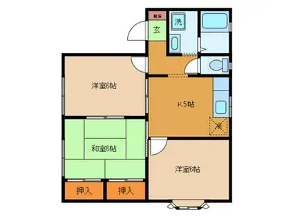 ルシェール藤原台(3K/1階)の間取り写真