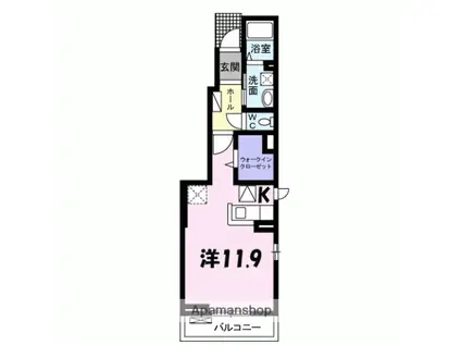 ソレイユ(ワンルーム/1階)の間取り写真