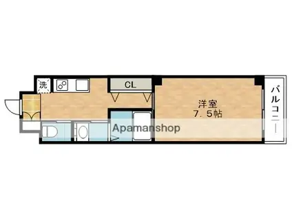 コンソラータ谷上(1K/3階)の間取り写真