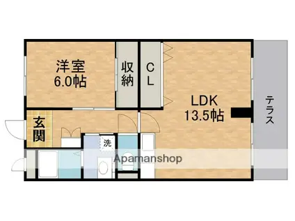 サントレージュ南町A棟(1LDK/1階)の間取り写真